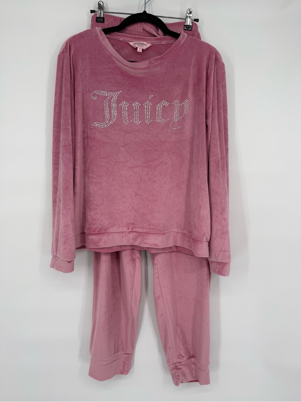 Juicy Couture Velour Pajama Set Rhinestone Y2K Loungewear Barbie Sleepwear XL